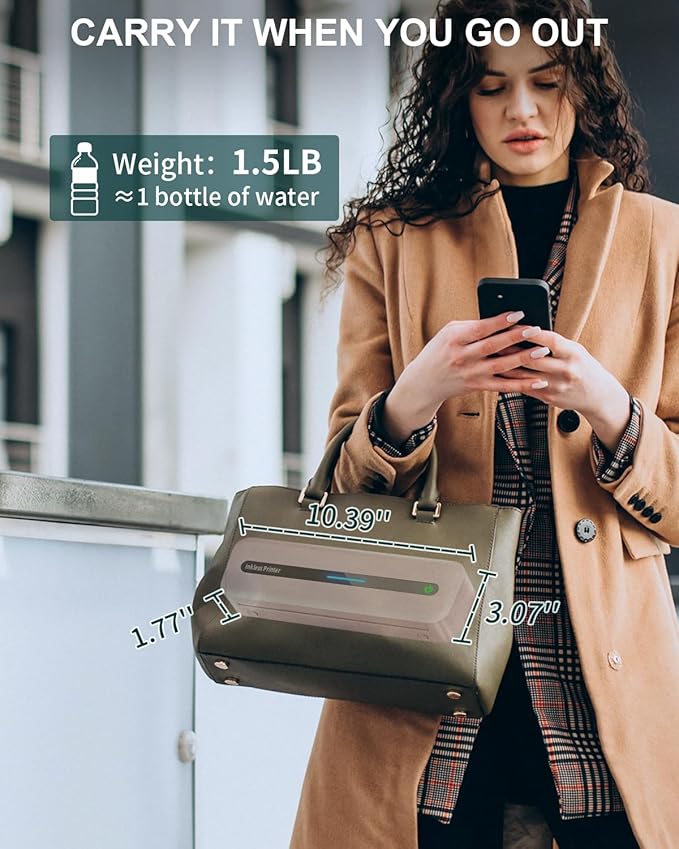 COLORWING Portable Printers Wireless for Travel, 300DPI Mini Compact Inkless Printer, Thermal Bluetooth Printer Compatible with Android and iOS Smartphone & Tablet & Laptop - Pink-DeskLoop Office