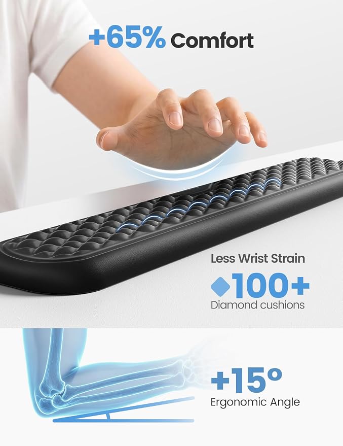 Vaydeer Keyboard Wrist Rest, Large Wrist Support Pad, Memory Foam Hand Rest - Image 5