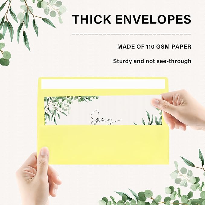 50 Pack #10 Business Envelopes, Self Seal Standard Light Yellow Envelopes - Image 3