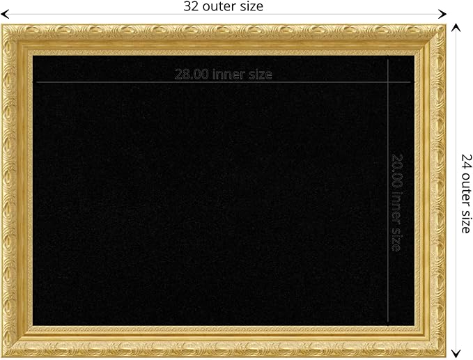 Amanti Art Black Cork Board for Wall, 24x32 Vision Board with Gold Wood Frame, Medium Corkboard Office Decor for Home Organization, Traditional Corkboard Pinboard to display items for home-DeskLoop Office