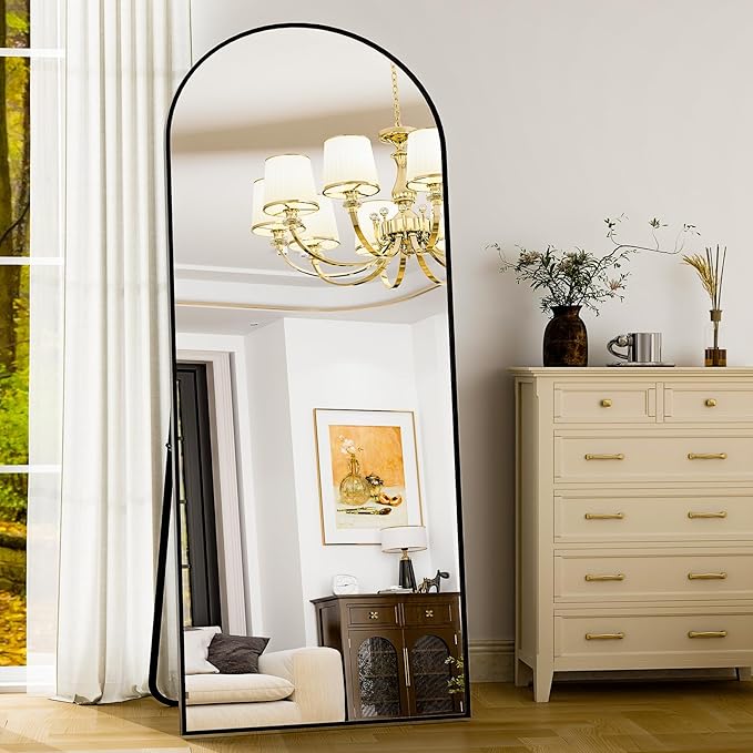 HARRITPURE 28" x 71" Full Length Mirror - Aluminum Alloy Frame Full Body Mirror - Black Extra Large Floor Mirrors for Bedroom, Living Room, Bathroom-DeskLoop Office