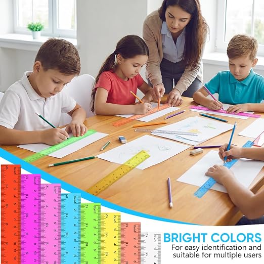 SenseYo 48 Pcs Clear Plastic Rulers 12 Inch Color Transparent Ruler - Image 6