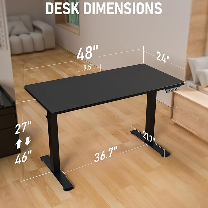 48 * 24 Electric Standing Desk, Adjustable Height Sit Stand Up Desk, Motorized Home Office Computer Gaming Workstation Desk-DeskLoop Office