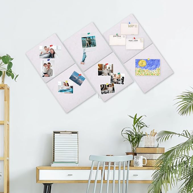 Thboxes Large Cork Board 28" x 19", 6 Pack Felt Wall Tiles - Image 7