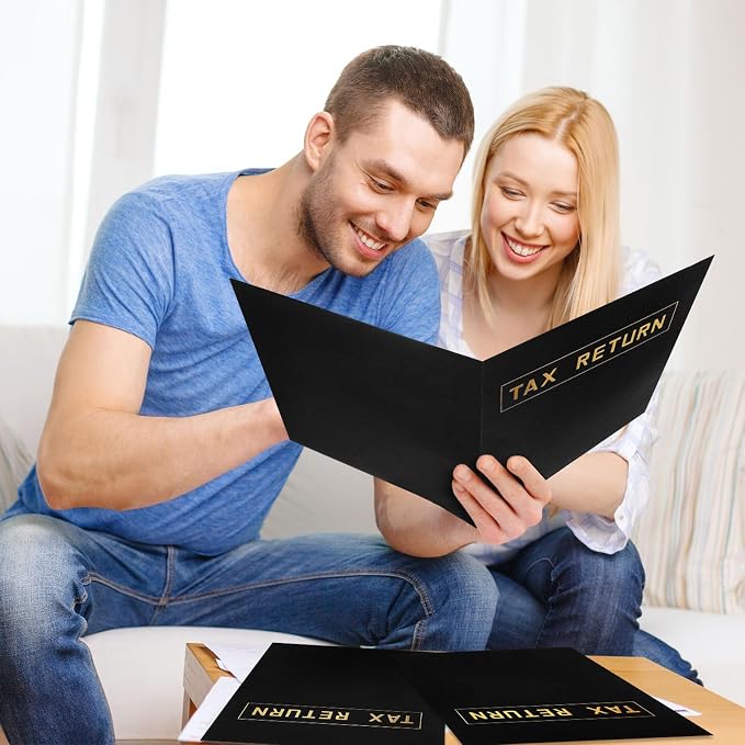 Kosiz 100 Pcs Tax Return Folders Bulk 9 x 12 Inch 2 Pocket Gold Foil Stamped - Image 6