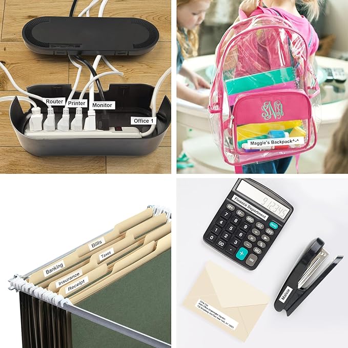 SUPVAN E10 Bluetooth Label Maker Machine with Tape, Continuous Waterproof Label, Versatile App with 35 Fonts and 1k+ Icons, Inkless Labeler for Home, Kitchen, School, Office Organization, White-DeskLoop Office