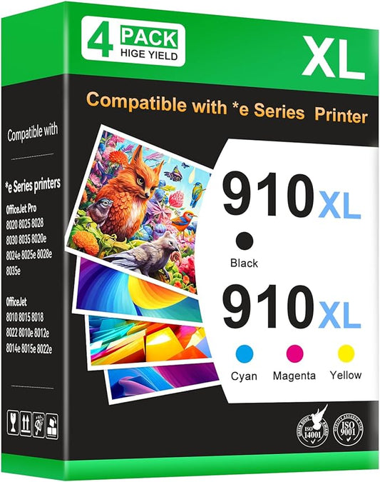 910XL Ink Cartridges Combo Pack Replacement Compatible for HP 910 XL HP910 Ink Works with OfficeJet Pro 8010e 8015e 8022e 8020e 8025e 8028e 8035e Series-DeskLoop Office