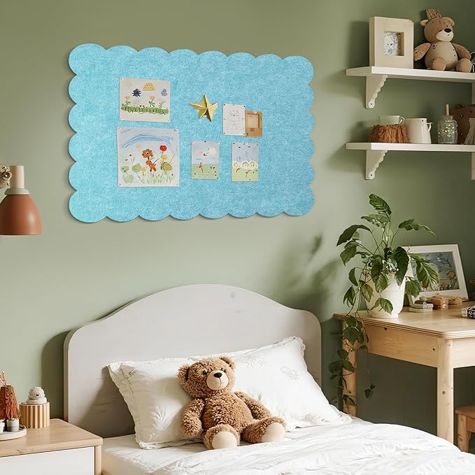 Lightomorrow Scalloped Bulletin Board, 36 x 24 Inches Felt Pin Board - Image 5