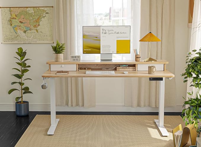 FEZIBO 63 x 28 Inch Deeper Height Adjustable Electric Standing Desk - Image 9