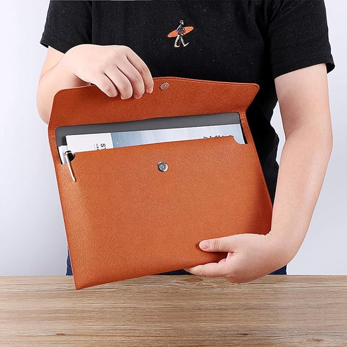PU Leather A4 File Folder Document Holder Waterproof Portfolio Envelope Folder - Image 6