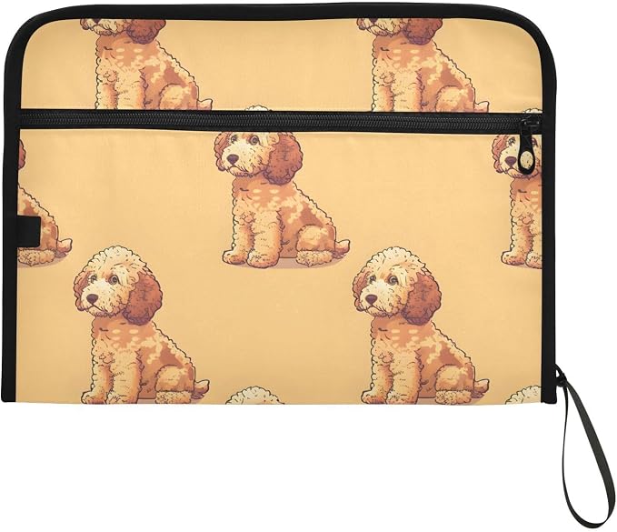 Expanding File Folder Poodle Dog Yellow Accordion File Organizer 13 Pockets - Image 7
