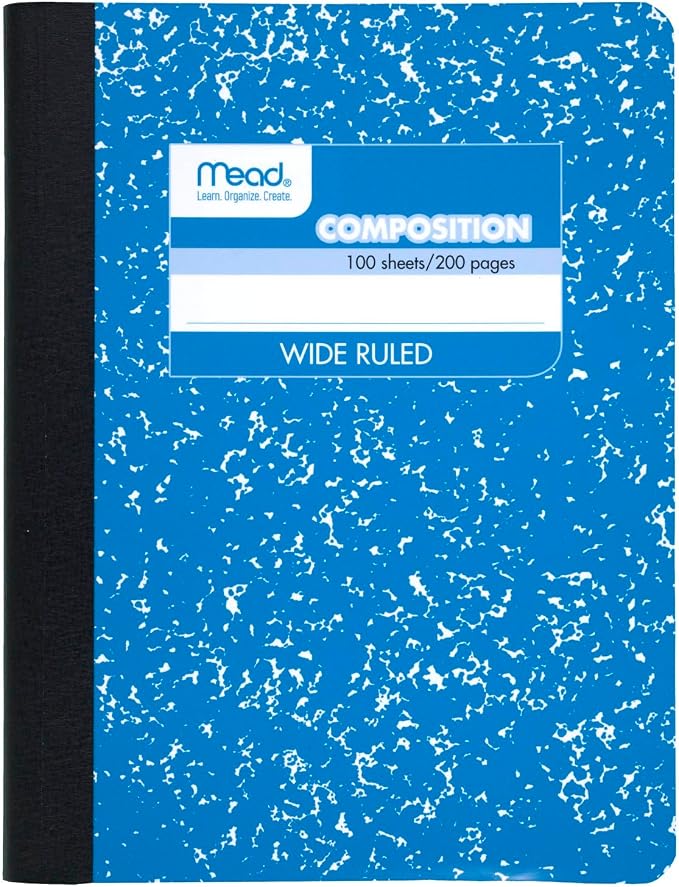 Mead Composition Notebook, Comp Book, Wide Ruled Paper, 100 Sheets, 9-3/4" x by Mead
