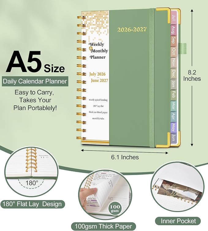 Academic Planner 2026-2027, Hardcover Weekly and Monthly Calendar Planner from - Image 5