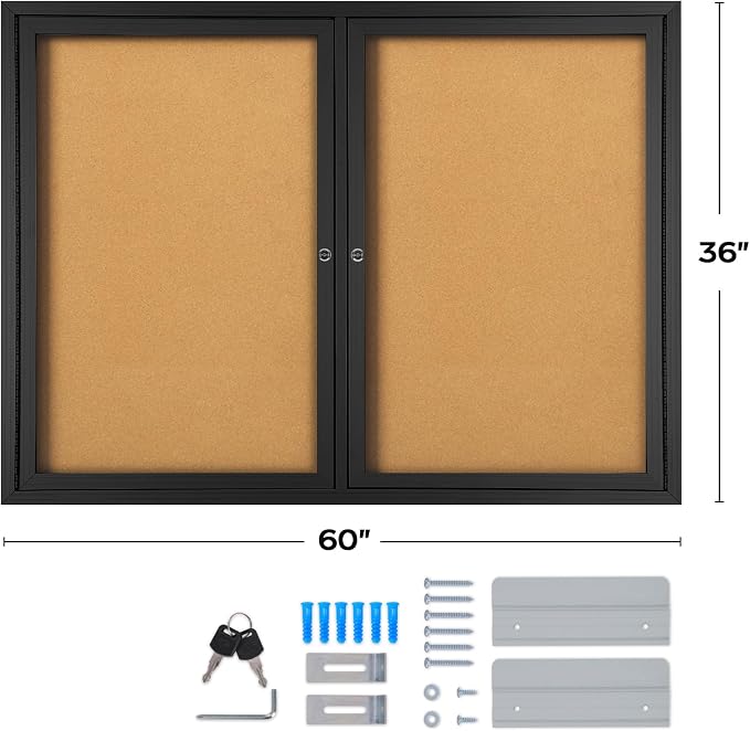 INNOVART Enclosed Bulletin Board 60”x36”, Lockable Cork Noticeboard - Image 2