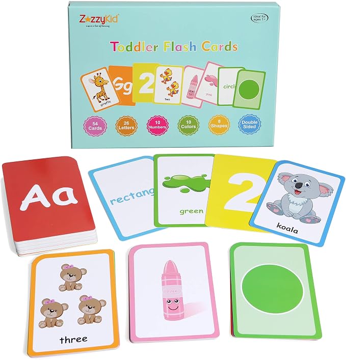 ZazzyKid Flash Cards for Toddlers Learning: 54 Double Sides Flashcards for - Image 2