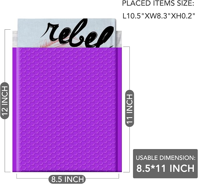 GSSUSA Purple Bubble Mailers 8.5X12 Inches 500 Pack, Padded Poly Bubble Mailer - Image 2