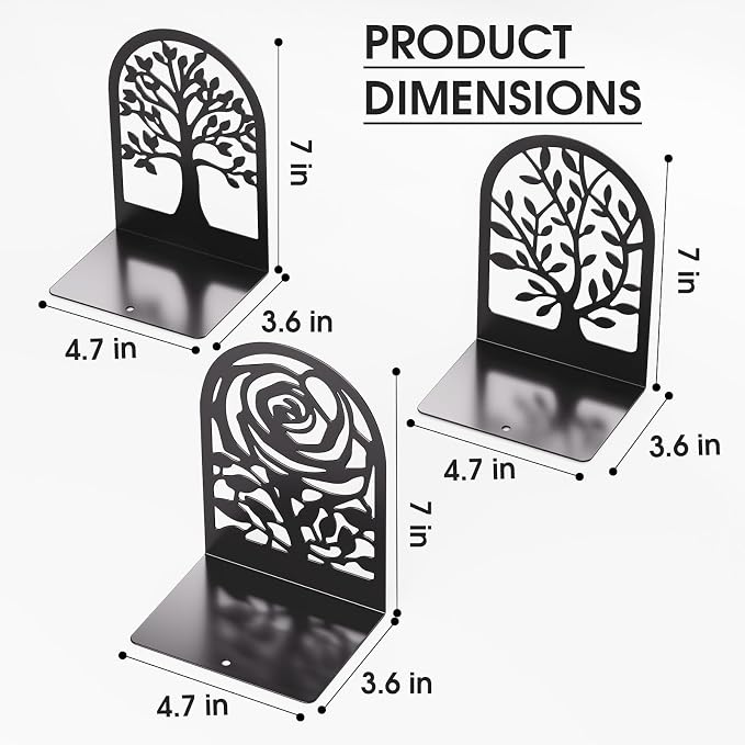 MaxGear Decorative Book Ends, Heavy Duty Bookends - Image 3