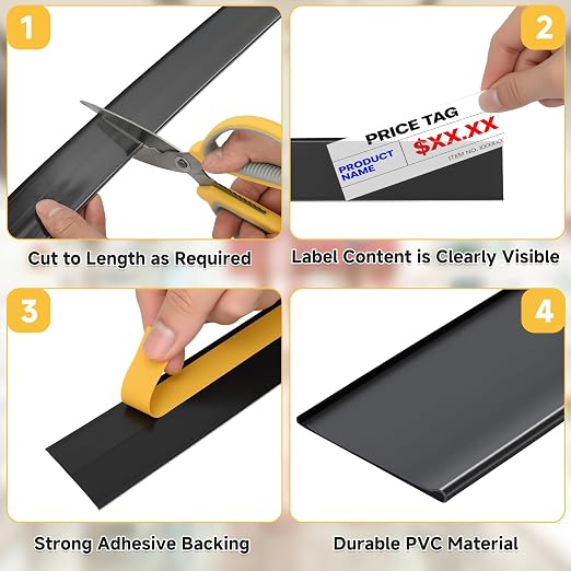50 Pcs Shelf Label Strips 1.5''H x 48''L Self Adhesive Label Holder - Image 5