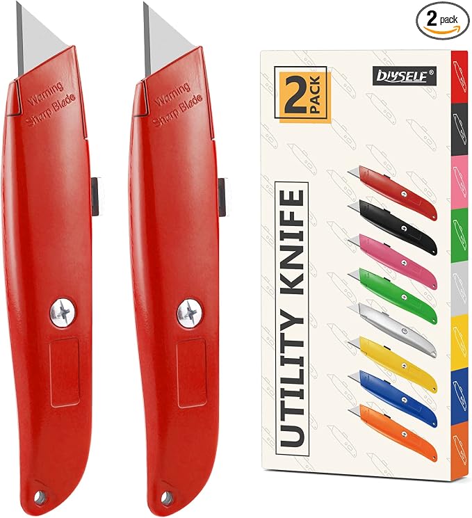 DIYSELF 2Pack Utility Knife Box Cutter Retractable Razor Blade Heavy Duty Box by DIYSELF