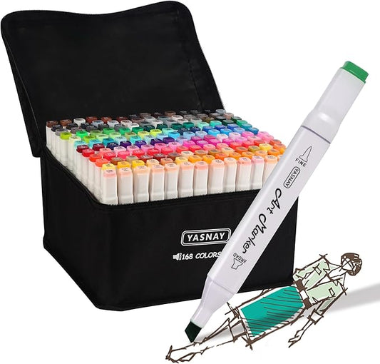 YASNAY Alcohol Markers, 168 Colors Dual Tip Art Marker, Drawing Markers by YASNAY