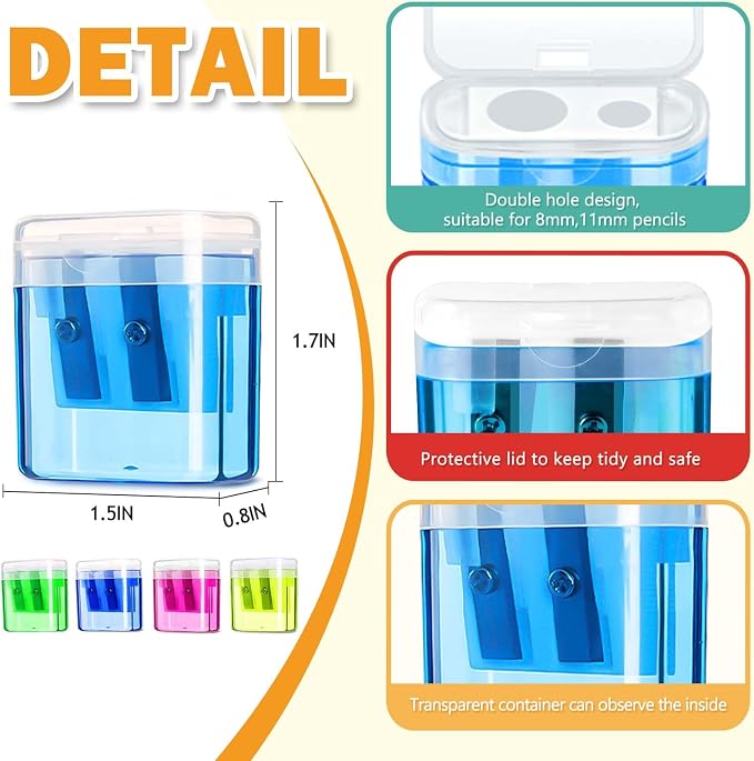 100 Pack Pencil Sharpener Bulk, Manual Pencil Sharpener - Image 2
