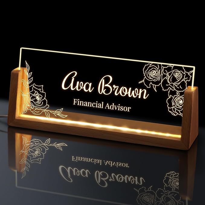 Custom Light Up Name Plate for Desk, Personalized LED Acrylic Name Sign by GifXifyCustomGifts