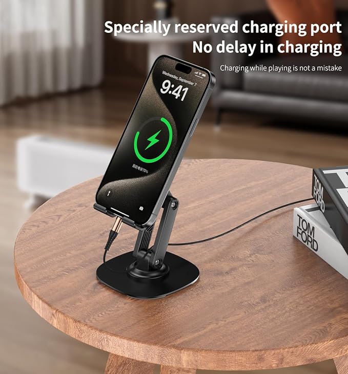 360° Rotating Cell Phone Stand for Desk, Adjustable & Foldable Phone Holder - Image 5