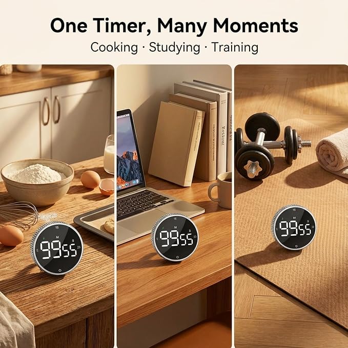 Rechargeable Magnetic Kitchen Timer, LED Countdown/Up Timer, Supports USB-C - Image 7