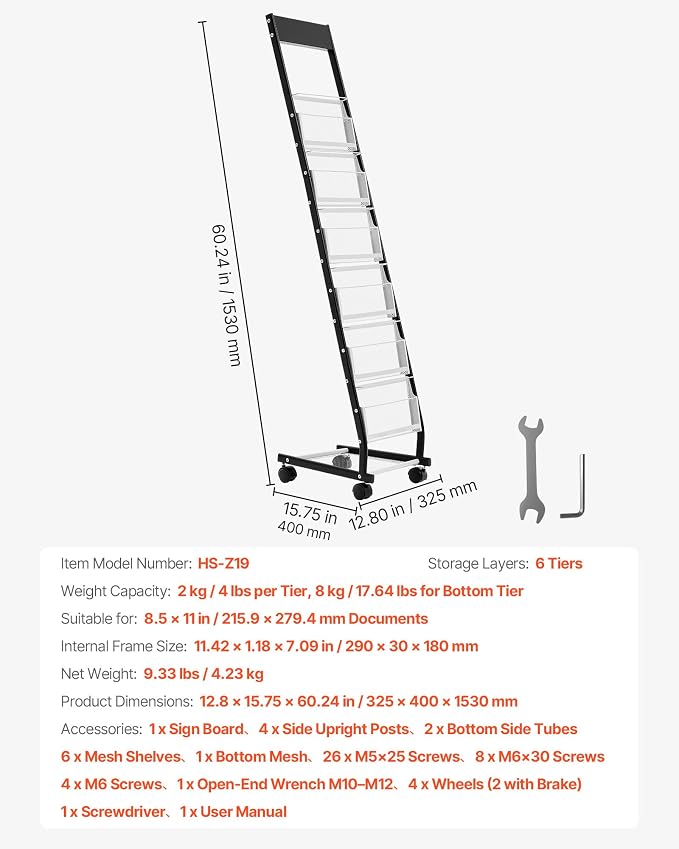 VEVOR Brochure Display Rack, Narrow 6-Tier Magazine Literature Display Stand - Image 7
