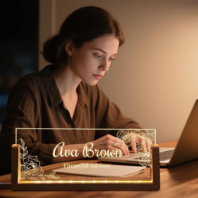 Custom Light Up Name Plate for Desk, Personalized LED Acrylic Name Sign - Image 4