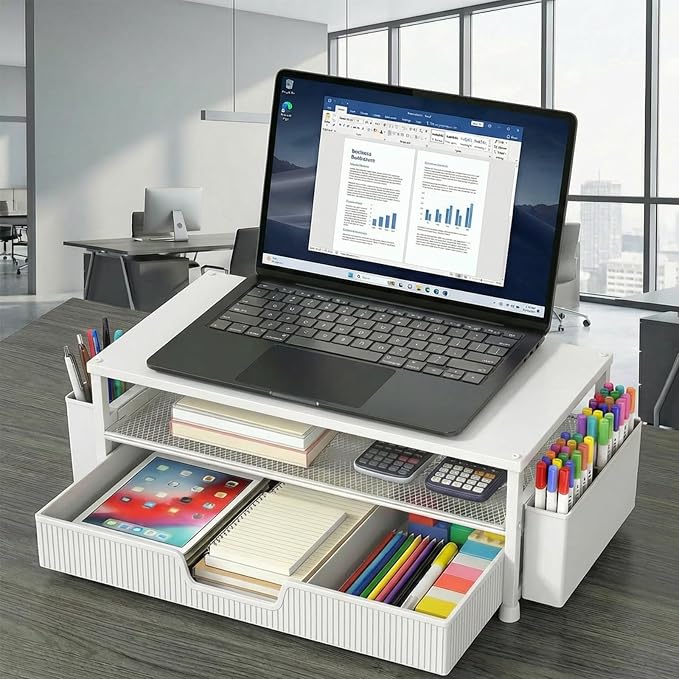 ECOLOVI Desk Organizer and Accessories, 2-Tier Computer Monitor Stand Rise - Image 6