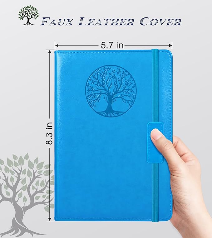 Lined Journal Notebook for Women Men,256 Pages A5 Hardcover Leather Journals for Writing,Travel,Business,Work & School,College Ruled Notebooks for Note Taking,Diary Notepad 5.7"×8.3" blue-DeskLoop Office