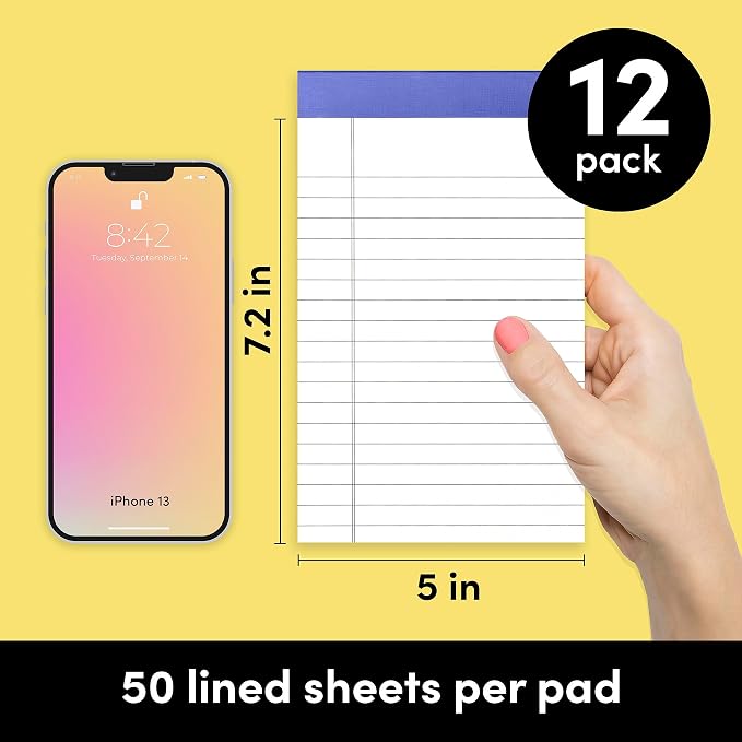 PAPERAGE Lined Legal Pads, 12 Pack Note Pads, 50 Sheets Each, Wide/Legal Ruled - Image 2