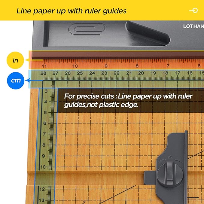 12'' Wood Guillotine Paper Cutter, Heavy Duty Wood Base Paper Trimmer with 32 Sheets Capacity Paper Cutting Board for Classroom, Crafting, Cardstock, Art Projects-DeskLoop Office