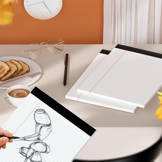 White Legal Pads 8.5 x 11 Writing Note Pads 9/32'' College Ruled & Double-Sided - Image 6