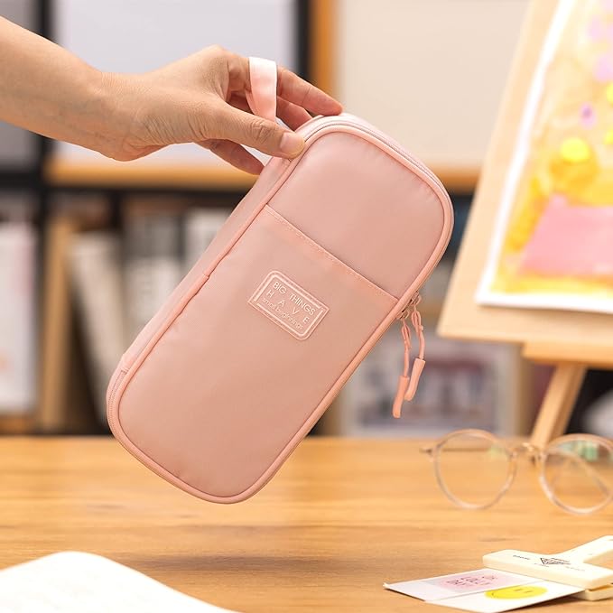 CICIMELON Durable Pencil Case Big Storage Pen Pouch Bag for School Supplies Office College Teen Girls Adults, Pink-DeskLoop Office