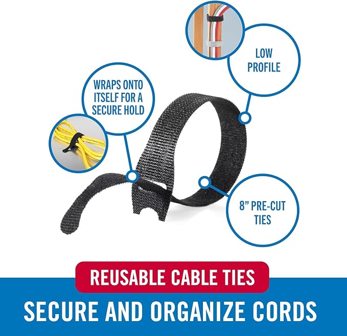 VELCRO Brand Complete Desk Cable Management Kit | 8in Mountable Cable Sleeve - Image 4