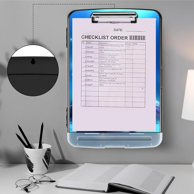 Clipboard with Storage, Heavy Duty Plastic Storage Clipboard with Low Profile - Image 4