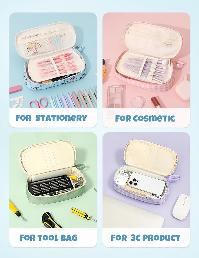 SUNEE Cute Pencil Case, Large Pencil Pouch, Aesthetic Big Pencil Bag - Image 7