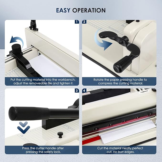 FAHKNS 17" Heavy Duty Guillotine Trimmer Paper Cutter,Cortadora de Papel 500 Sheets Paper Trimmer with Double Safety Protection Durable HSS Blade for Cutting Paper-DeskLoop Office