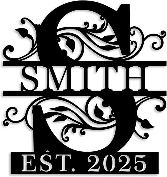 Custom Metal Name Sign | Personalized Last Name Signs | Split Letter Monogram by ENFODREAM