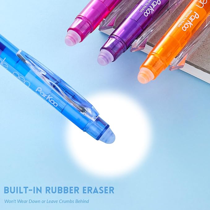 ParKoo 18 Colors Retractable Erasable Gel Pens Clicker, Fine Point 0.7mm - Image 7