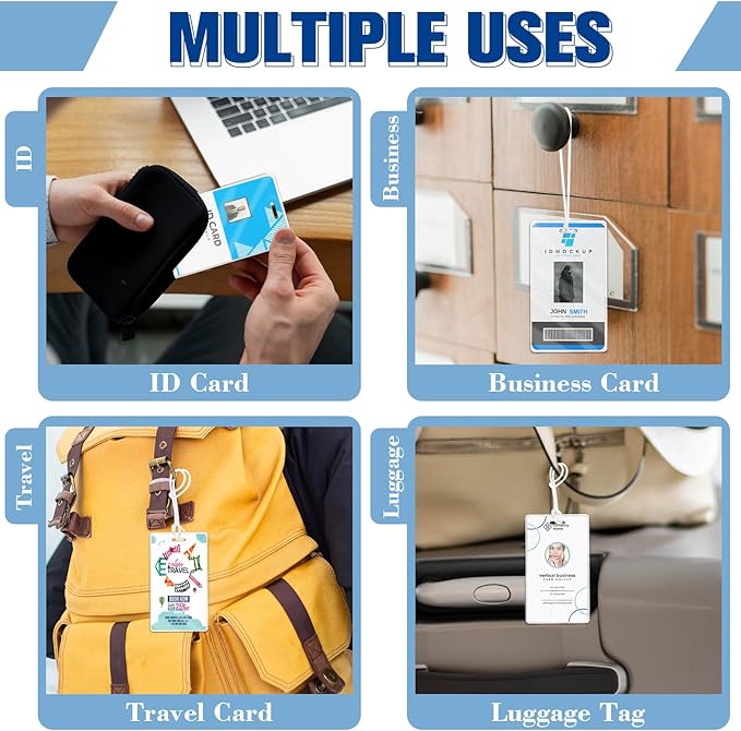 100 Pieces 7 Mil 2 1/2" x 4 1/4" Luggage Tag Laminating Pouches with Slot Hole Thermal Laminate Pouch Tags Kit Resealable for Work Permits Pass Cards Student ID Cards (100, 7 Mil)-DeskLoop Office