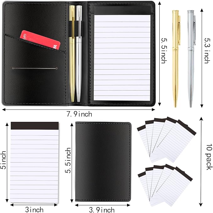 13 Pieces Mini Pocket Notepad Set, Included Leather Pocket Notepad Holder - Image 3