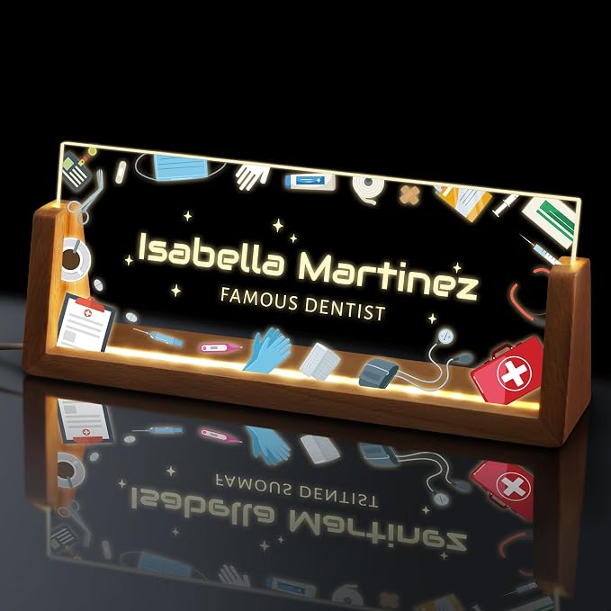 Custom Light Up Name Plate for Desk, Personalized LED Acrylic Name Sign by GifXifyCustomGifts