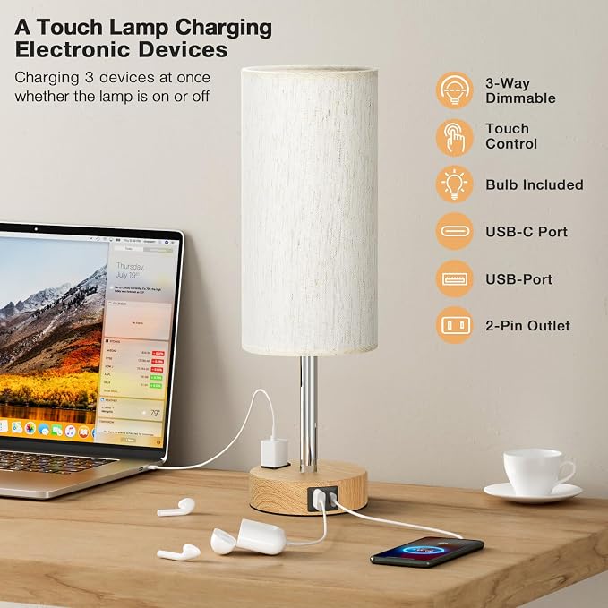 Fenmzee Bedside Table Lamp for Bedroom - Image 7