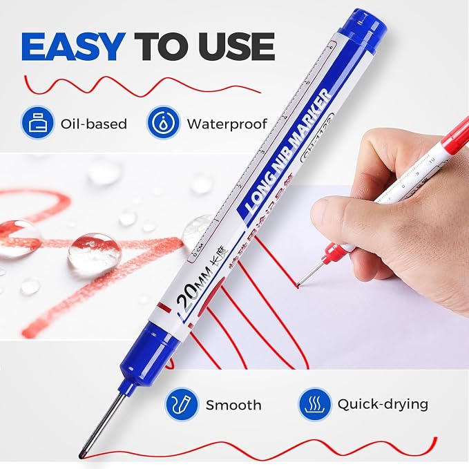 15 PCS Long Head Deep Hole Marker Pens, 20 MM Long Nib Marker - Image 4