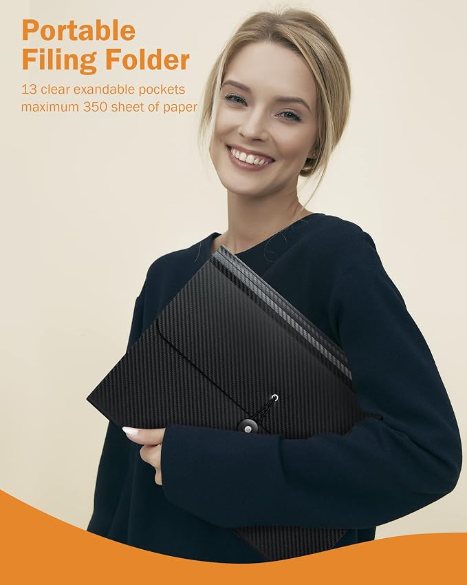 Cesil Accordian File Organizer Expanding File Folder, 13 Pockets, A4 Letter - Image 7