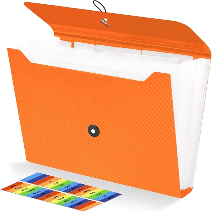 Expanding File Folder, 13 Pockets Accordian File Holder Organizer, A4 Letter by Nicecho