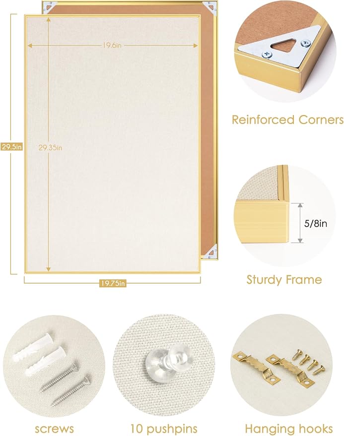 Lightomorrow Bulletin Board 30 x 20 inches, Oatmeal White Pin Board Vision Board - Image 6